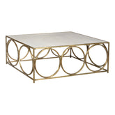 Wharton Brass Finish and White Marble Top Coffee Table